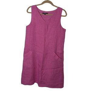 Charlie B Shift Dress Size Petite Small Pink Pure Linen Sleeveless Italy NWOT